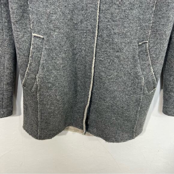 Elliott Lauren Zip Hoodie Gray Fishtail Coat Wool Blend Made in USA Size 10 - Picture 6 of 13